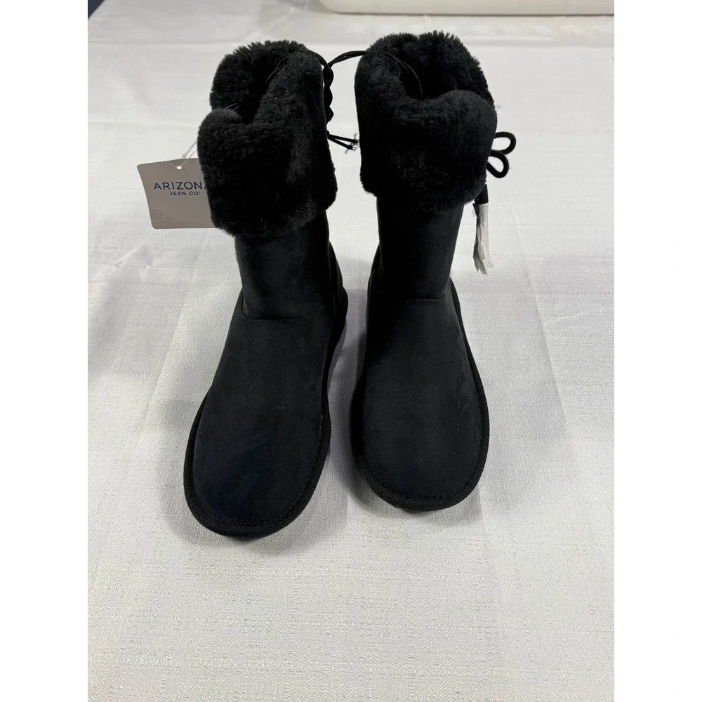 Arizona Jean Co. Black Faux Fur Winter Snow‎ Boots Girls Size